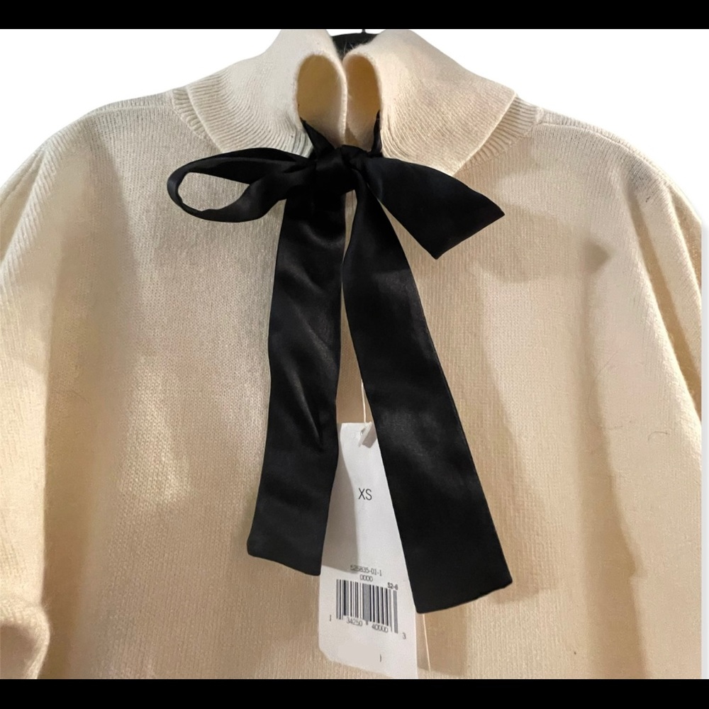 Banana Republic wool/cashmere blend short sleeve ribbon tie turtleneck NWT